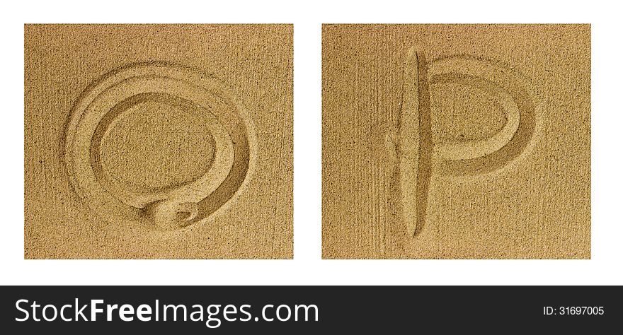 Alphabet O-P On Sand