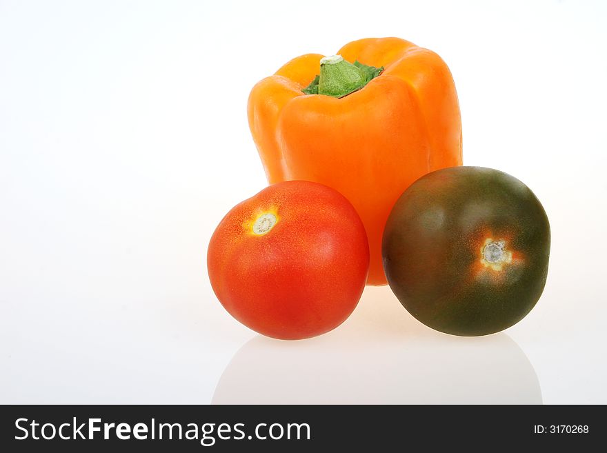 The picture of fresh vegetables on light background