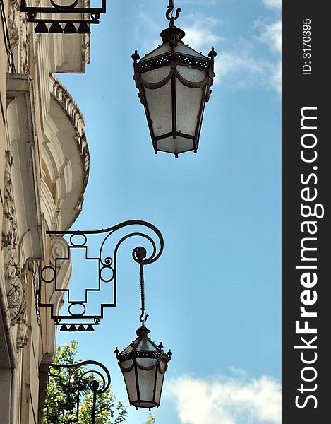 Stylish street-lamps at Liberty Avenue, Lisbon, Portugal, EU