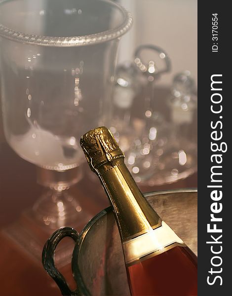 Background with  champagne and drink table. Background with  champagne and drink table