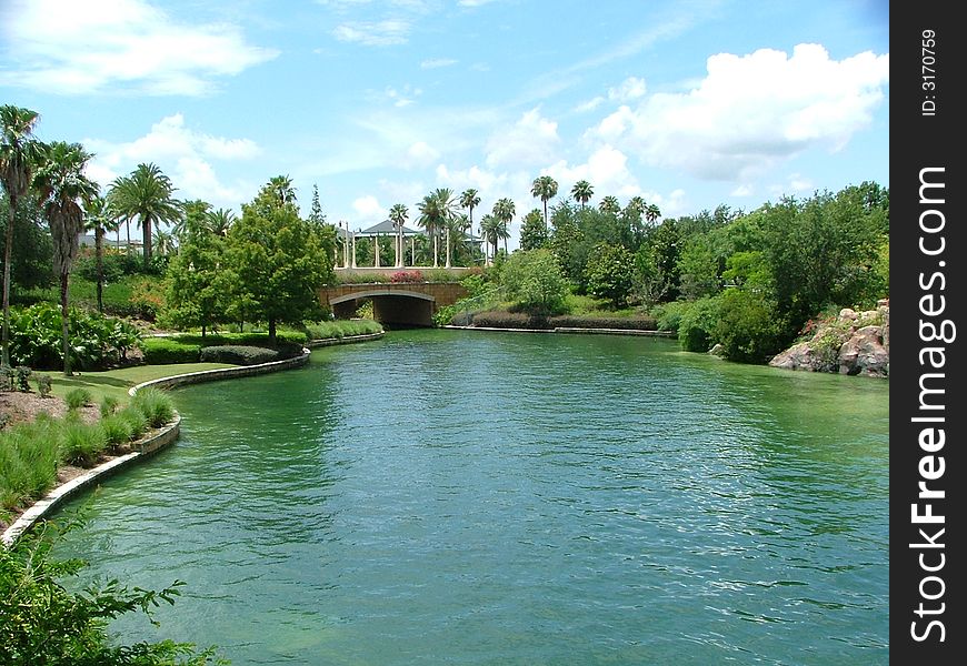 Garden Spot, a man made waterway surrounded by tropical flora and fauna