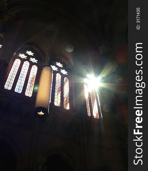 Inner lights in the great church of Lousanne in Switzerland. Inner lights in the great church of Lousanne in Switzerland
