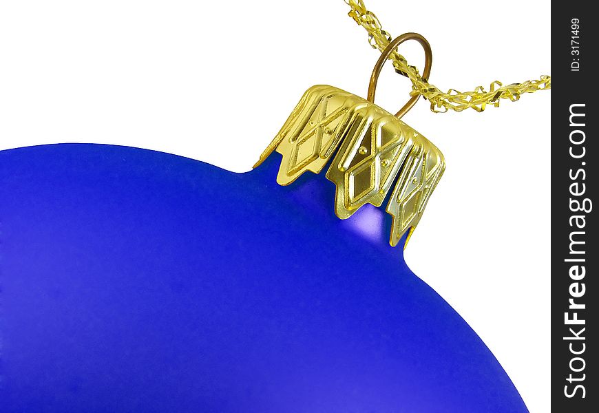 Christmas ball decoration blue gold closeup selected