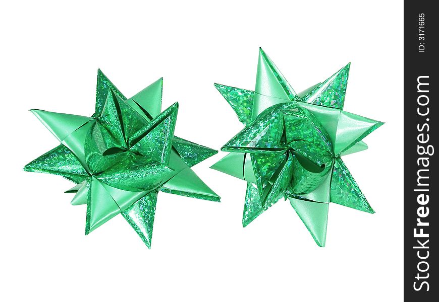 Paper christmas star green decoration closeup selected