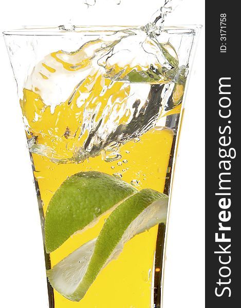 Glass with juice and lime