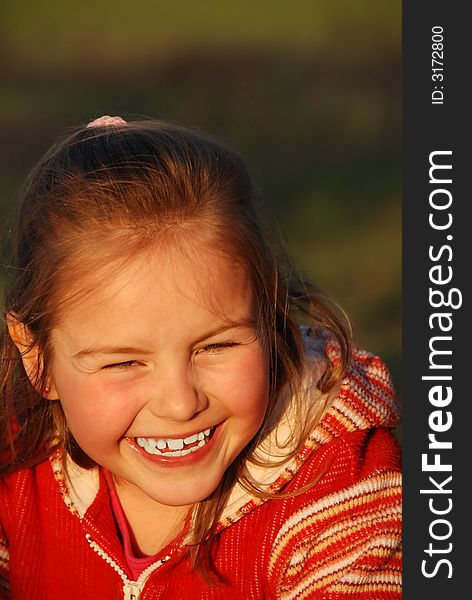 Closeup of a young girl smiling