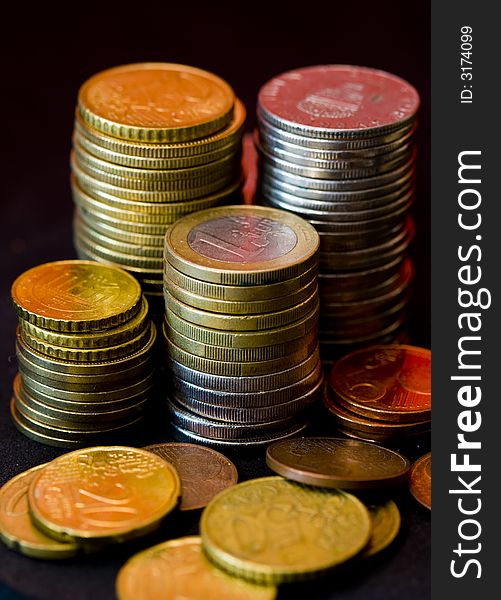 Euro coins in stack, illustration