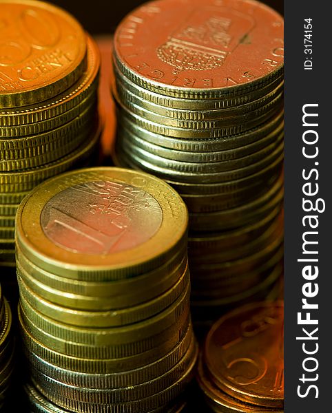 Euro coins in stack, illustration