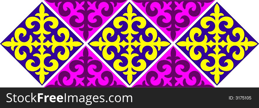 Color strip with elements of the Kazakh national pattern. Color strip with elements of the Kazakh national pattern