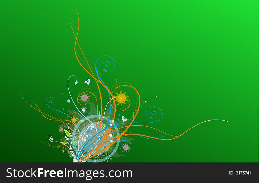 Beautiful floral illustration on green gradient background
