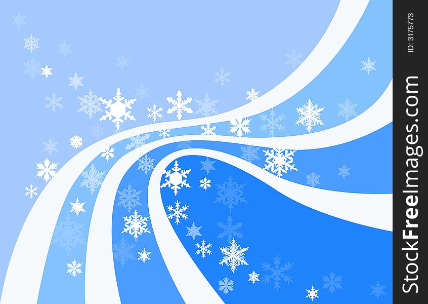 White snowflakes on blue background,  illustration. White snowflakes on blue background,  illustration