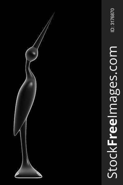 Silhouette of stork, 3d rendering