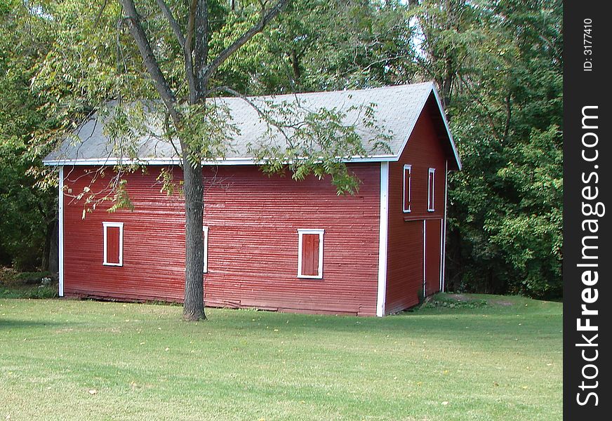 Red barn on an historical estate