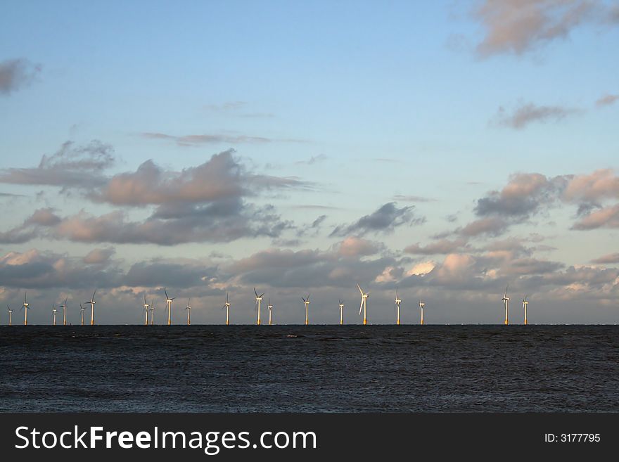 Wind Turbines on a sand bank