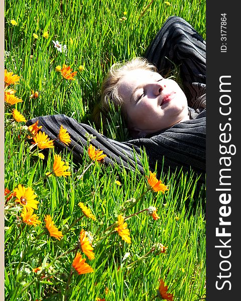 Blonde Woman In A Field