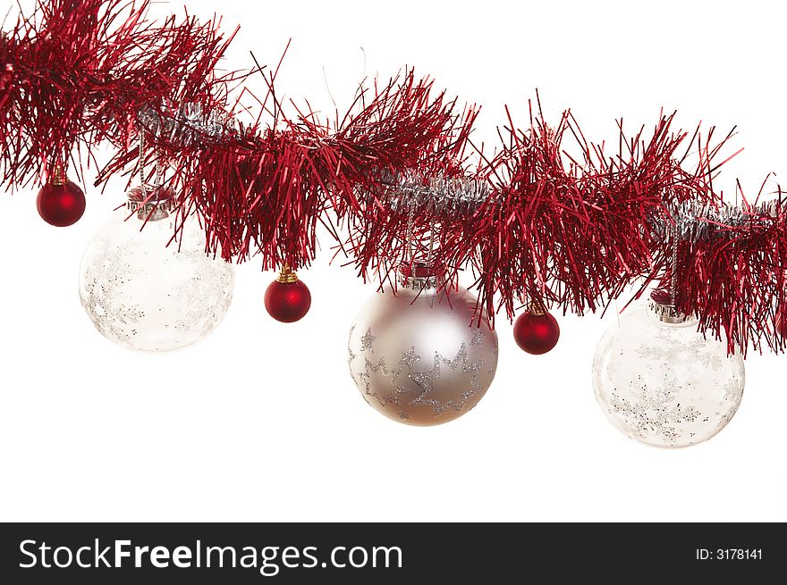 Red christmas ornament with decorative christmas balls. Red christmas ornament with decorative christmas balls