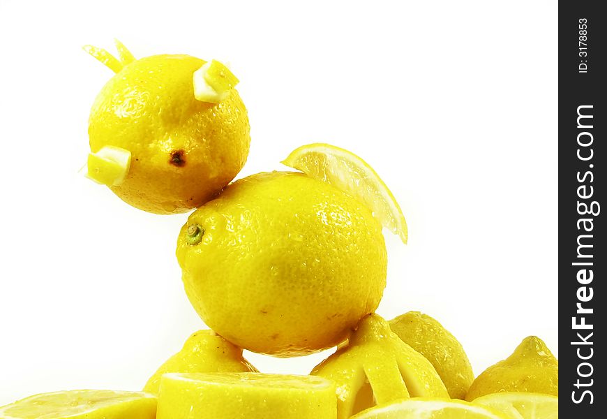 Abstract construction from fruits: lemons chicken