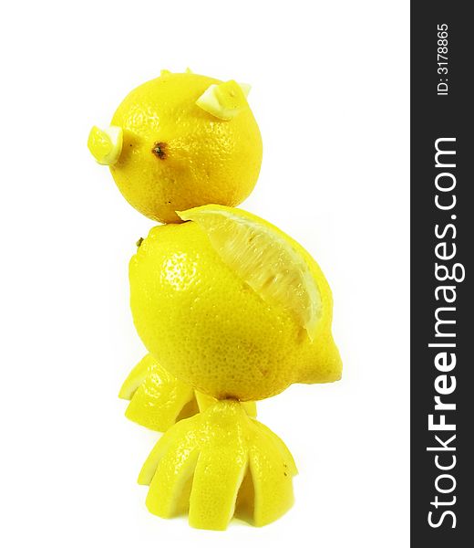 Abstract construction from fruits: lemons chicken