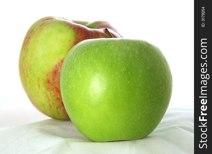 Two apples on white background