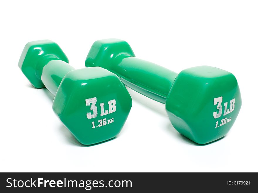Green Dumbbells Isolated
