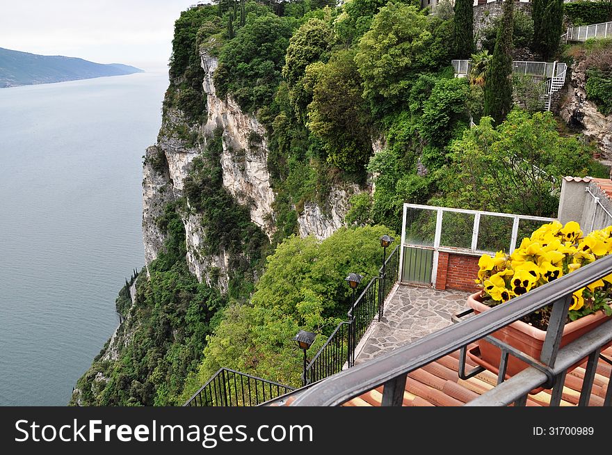 Image shows panoramic view to Lake Garda, Tremosine, Italy. Image shows panoramic view to Lake Garda, Tremosine, Italy.