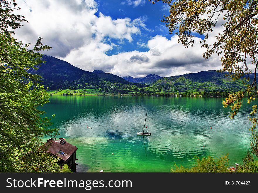 Crystal emerald lake st.Wolfgang, Austria. Crystal emerald lake st.Wolfgang, Austria