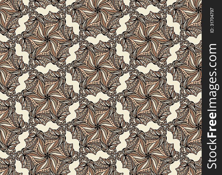 Brown seamless with hexagonal flowers