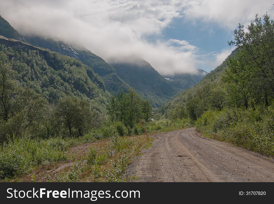 Mountain gravel road in northern Norway.