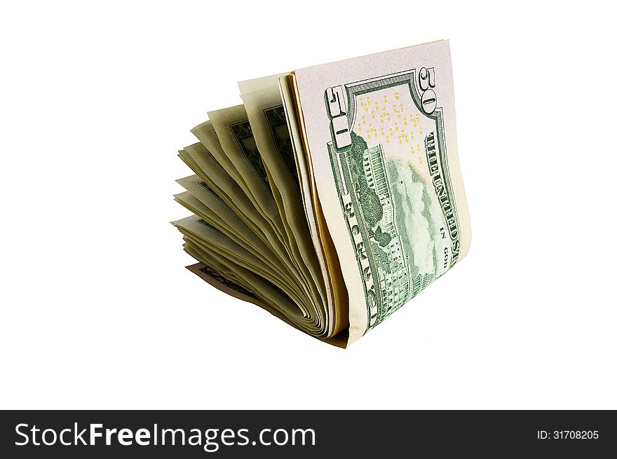The isolated dollars on a white background