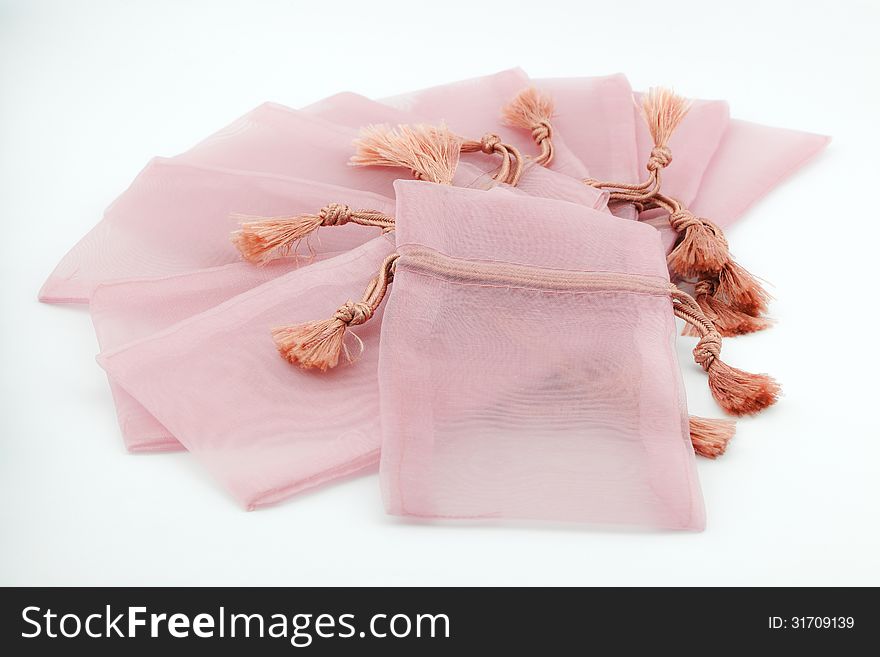 Pink souvenir bags, gift packaging for wedding ceremony