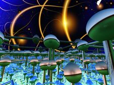 Bio Energy Plant On An Alien Planet Stock Photos