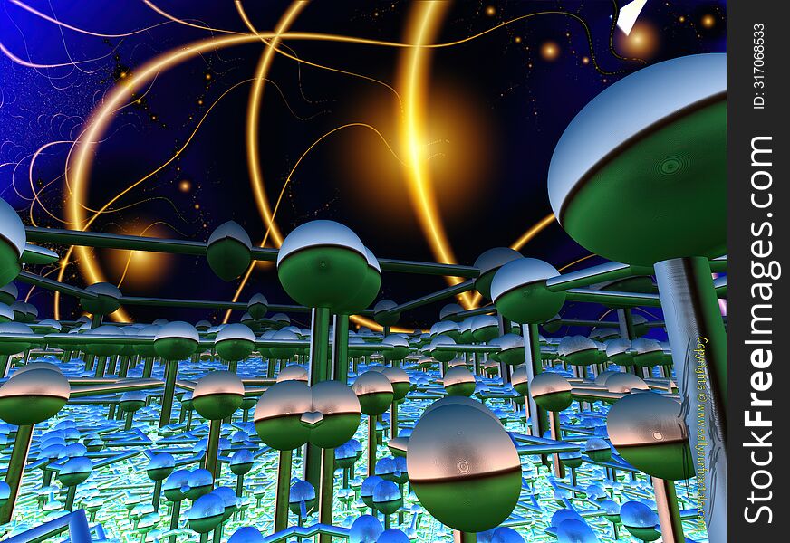 Bio energy plant on an alien planet