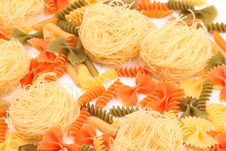 A Different Pasta In Three Colors Close-up. Stock Images A Different Pasta In Three Colors Close-up. Stock Images