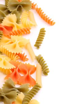 A Different Pasta In Three Colors Close-up. Stock Photo A Different Pasta In Three Colors Close-up. Stock Photo