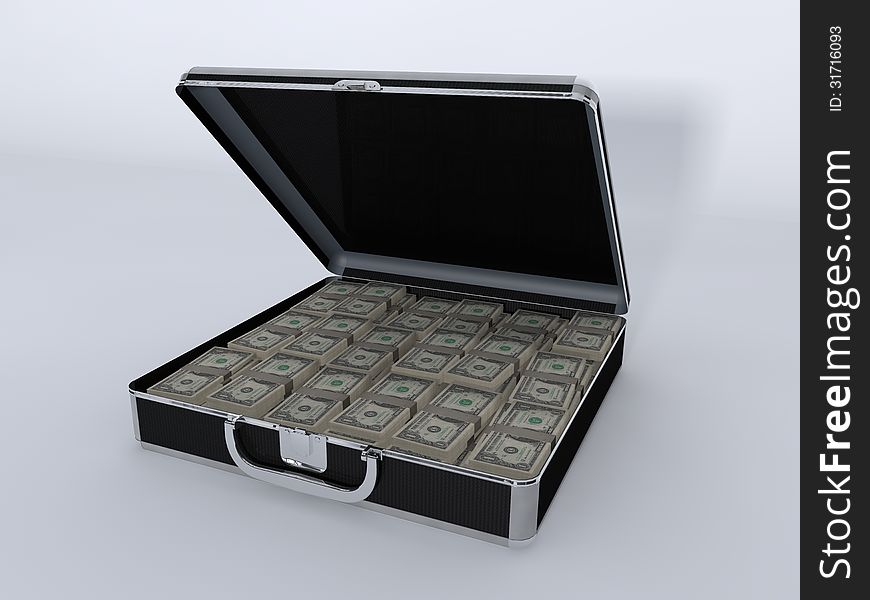 3D illustration rendering of Money Briefcase and Small Vault. 3D illustration rendering of Money Briefcase and Small Vault