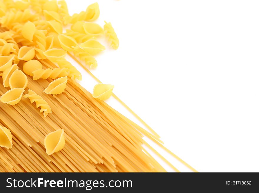 Frame Of Different Pasta And A White Background