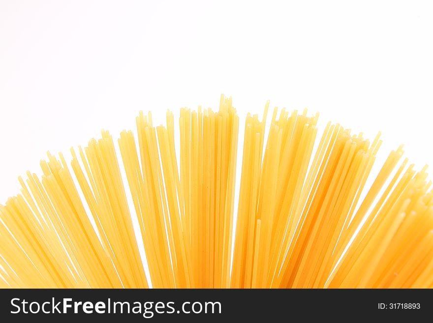 Fantail of spaghetti  isolated on white background