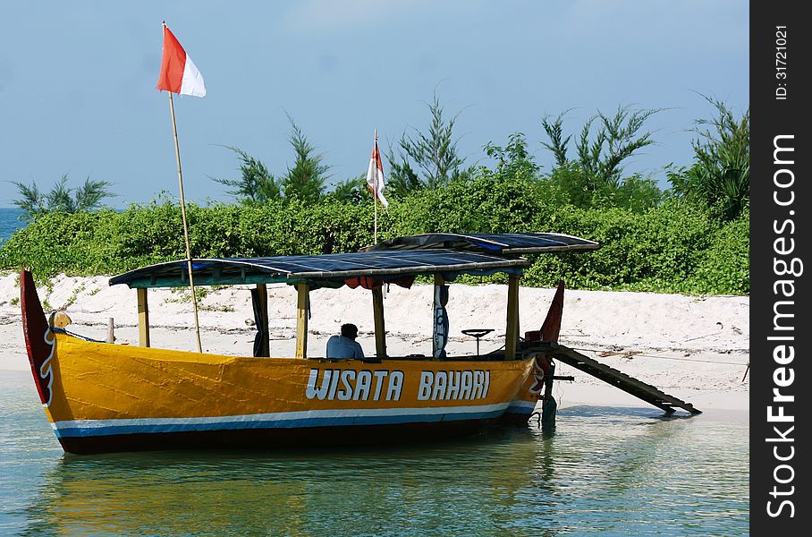JEPARA- MAY 18  boat rests on the beach on the island of Panjang on may 18, 2012 in Jepara