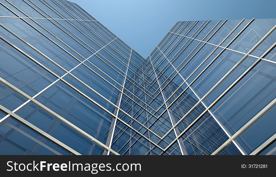 Modern office building facade, high resolution 3d render. Modern office building facade, high resolution 3d render
