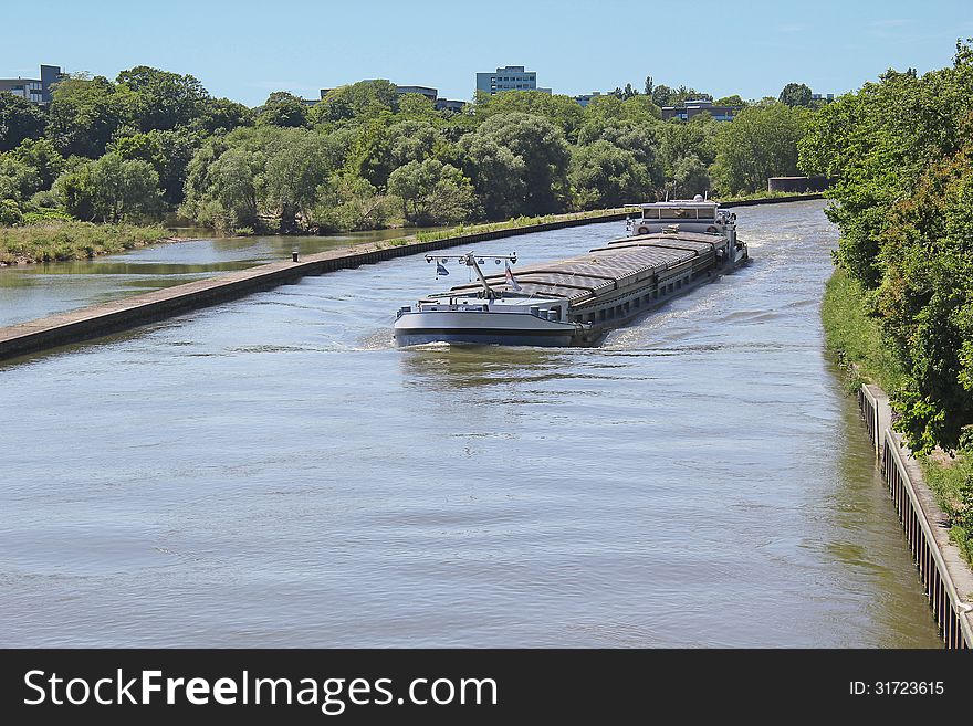 Inland water transportation on the river Neckar in Heidelberg Germany