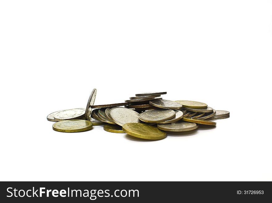 Stack of coins isolated on a white background