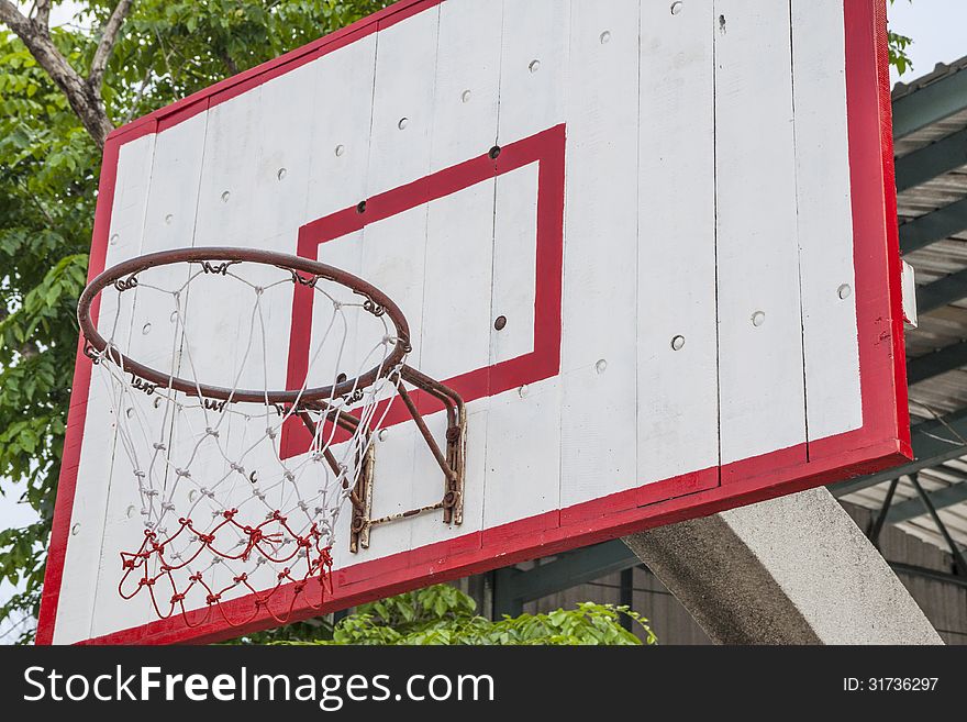 Basketball hoop in the outdoor scene