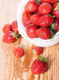 Strawberries In White Plate Stock Images