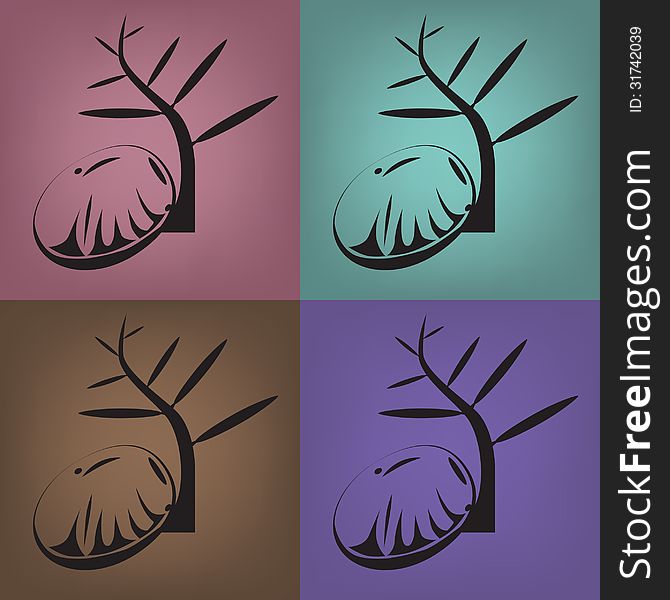 Vector Retro drawing sketch of olive tree branch. Vector Retro drawing sketch of olive tree branch