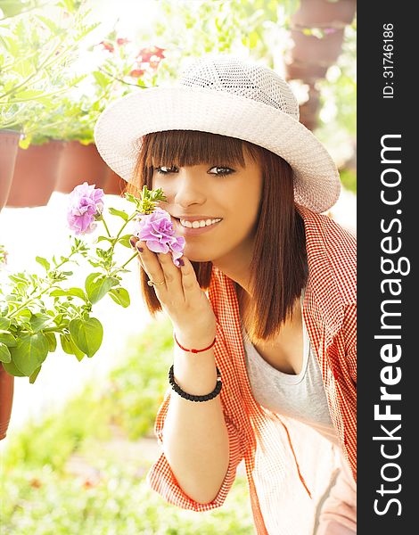 Cheerful Florist with Flowers-happy teenager