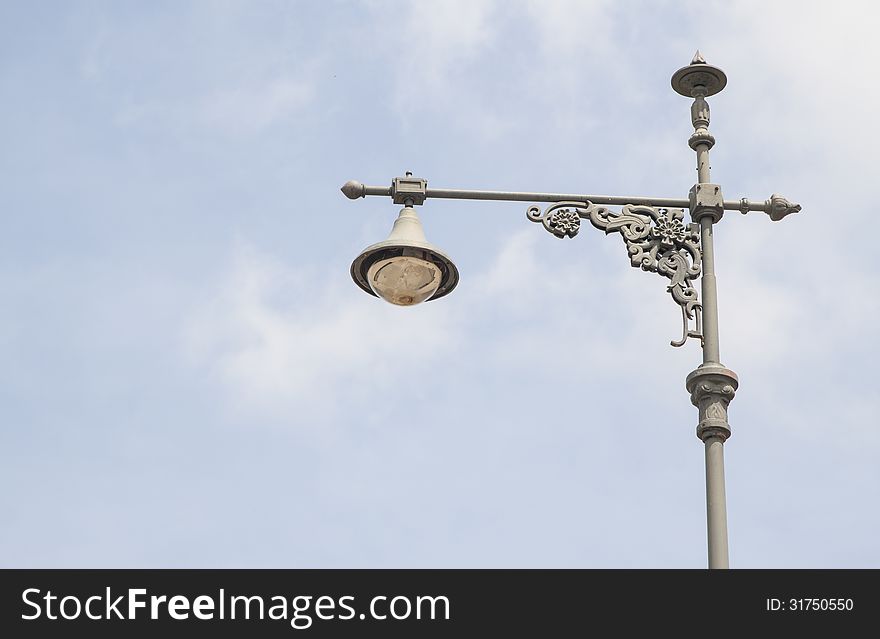 Decorated light pole on the street