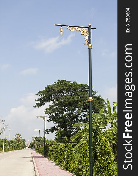 Decorated light pole on the street