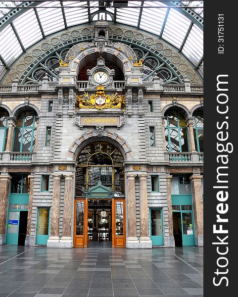 Train station in Antwerp, Belgium.