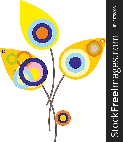 Multicolored abstract flowers illustration. Design element.