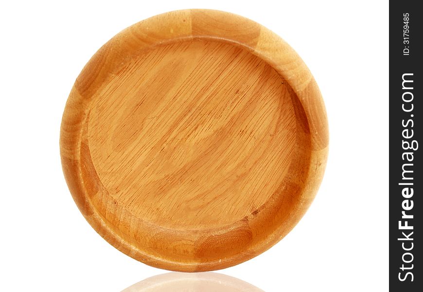 Empty wooden bowl top view